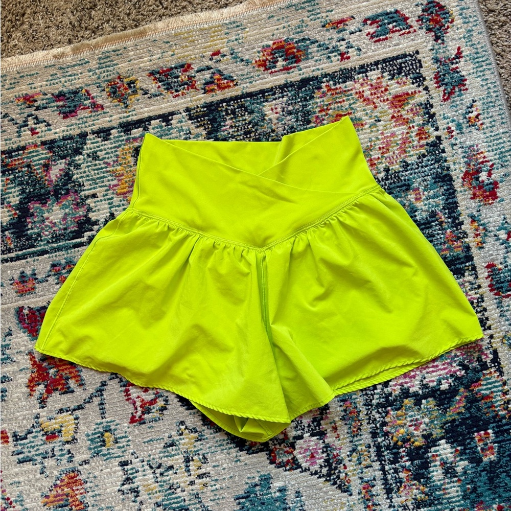 Vibrant Neon Green Aerie Offline Shorts
